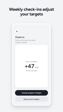 Screenshot: weekly check-ins adjust your targets